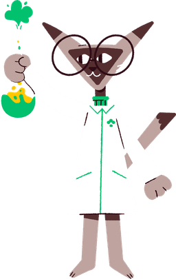 Gavi the cat with a beaker